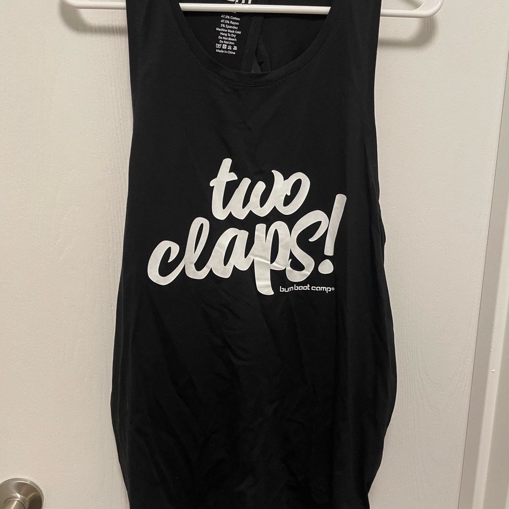 Burn Boot Camp Black Graphic Tank Top - 'two claps!'